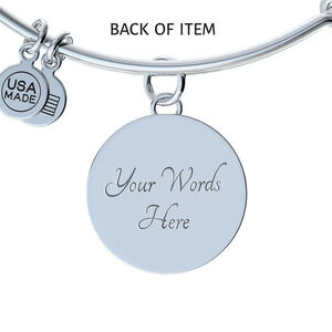 Dog Mom Makes Personalized Engraved Silver Circle Bangle Bracelet Custom Name D